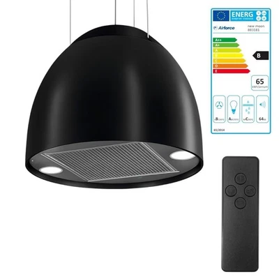 Airforce New Moon Island Hood Convection Hood with Remote Control Ø 45 cm Round Black - Image 1 of 4
