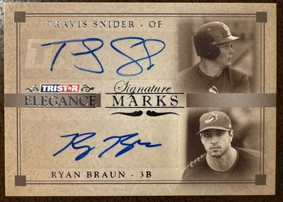 2007 Tristar Elegance Signature Marks SMTSRB Ryan Braun Travis Snyder Auto 16/25 - Image 1 of 2