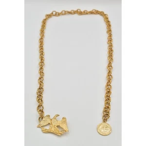 Carolee Vintage Eagle Coin Statement Belt Gold Chain Heavy Chunky 10"-40" 1980s - Picture 1 of 12