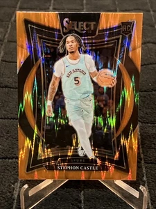 Stephon Castle RC 2024-25 Select Basketball #72 FLASH ORANGE PRIZM - San Antonio - Picture 1 of 2