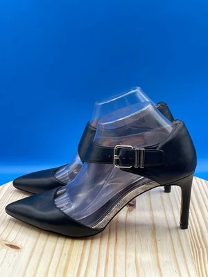 Sandalia dosificadora BCBGeneration para mujer talla 8,5 M cuero negro tacón cono punta almendra Foto 1 de 4