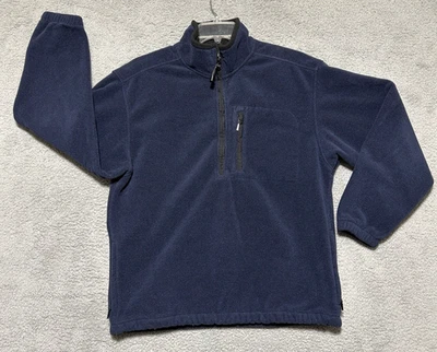 Suéter masculino Eddie Bauer quarto de zíper azul escuro médio peso pesado Gorpcore - Imagem 1 de 4