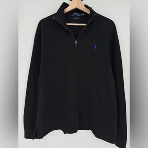 Polo Ralph Lauren Herren Schwarz Estate Rib Quarter Zip Pullover Gr. L - Bild 1 von 9