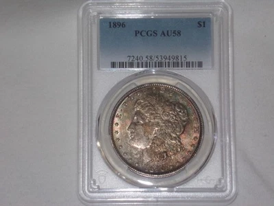 Dólar Morgan de plata Au58 1896 graduación profesional $ Foto 1 de 4