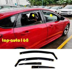 Black Window Visor Vent Shades Sun Rain Guard 4PC For Ford Focus RS ST 2012-2018 - Picture 1 of 12