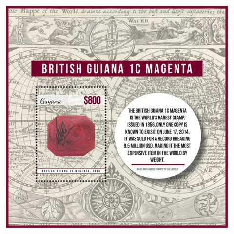 Guyana 2014 - Rare Stamps British Guiana 1c Magenta - Souvenir Sheet - MNH Cover