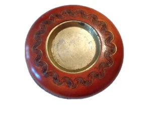 Vintage Holz Aschenbecher mit Metalleinsatz ungewöhnliches Bargeschirr Rauchen Mid Century - Bild 1 von 11