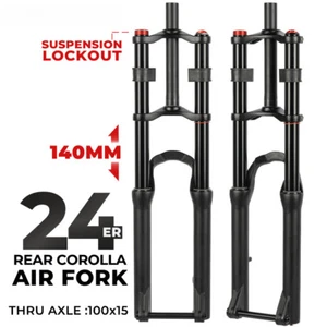 Front Suspension Air Fork Dual Back Crown Thru Axle 100*15mm for Mountain Bike - Picture 1 of 13