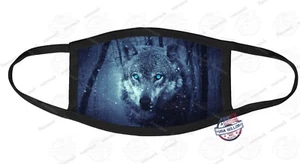 Customized FACE MASK COVER Reusable Washable Fantasy Blue eye Wolf Covering - Picture 1 of 2
