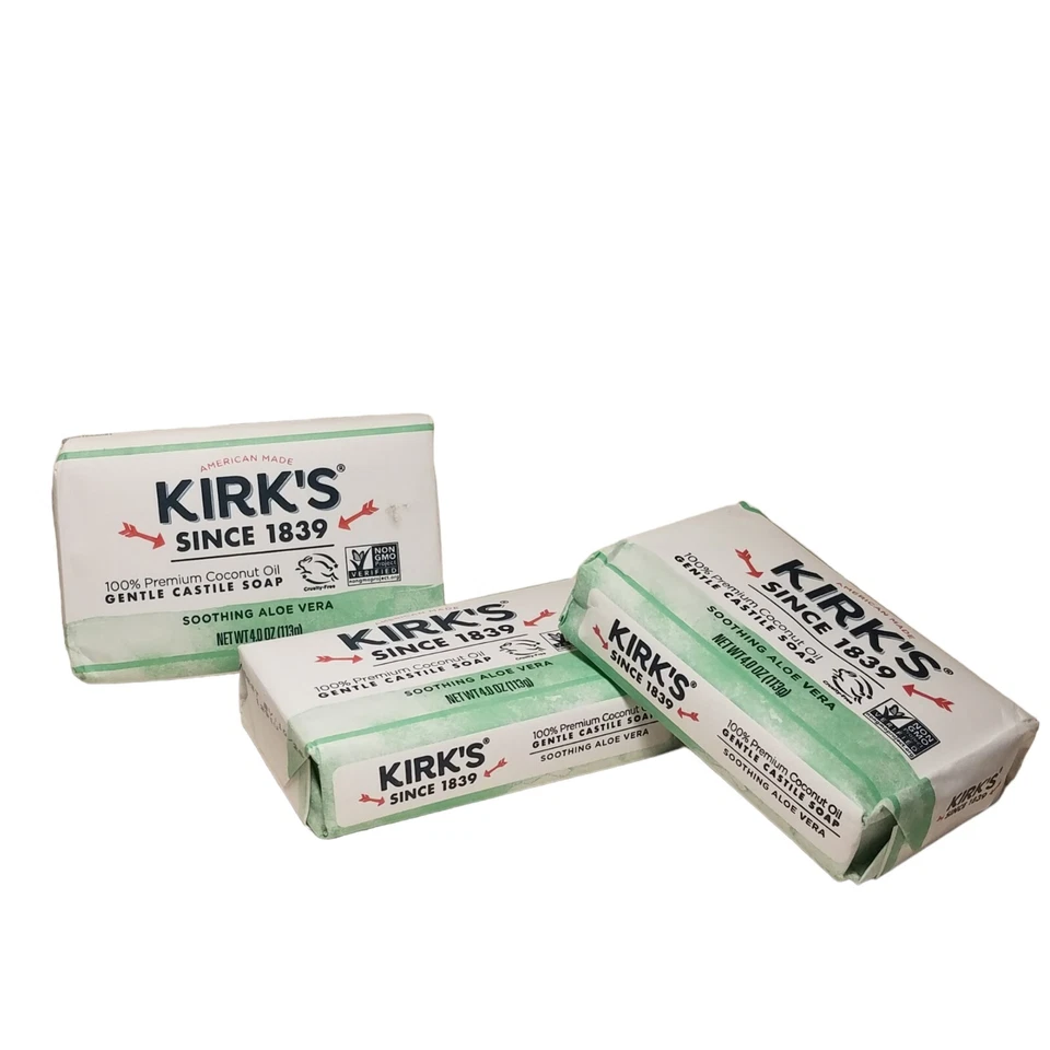 Kirks Original Coconut Castile with Soothing Aloe Vera Bar Soap 4 oz -