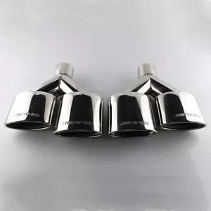 2x AMG Stainless Oval Exhaust Tips For Mercedes Benz W204 W203 W211 W214 C-Class - Picture 1 of 8