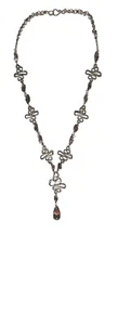 TRÄNE ANHÄNGER HALSKETTE, PERUANISCHES DEUTSCHES SILBER MIT LILA CASCAJO STEINSPLITTERN - Bild 1 von 5
