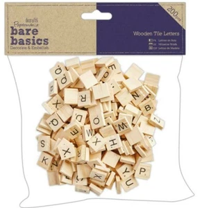 Docrafts Papermania Wooden Tile Bare Basics Alphabet Letters Word Game 200 pk  - Picture 1 of 1