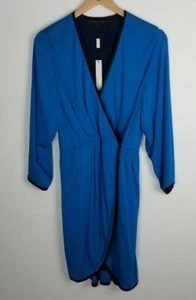 Marc Jacobs Sz. 4 Cobalt Blue Snap & Hook Closure Wrap Dress Tulip Hem L/S NWT - Picture 1 of 7