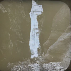 Petra Primo Sguardo di Khazneh Jordan 1882 Lanterna Magica Scivolo - Foto 1 di 4
