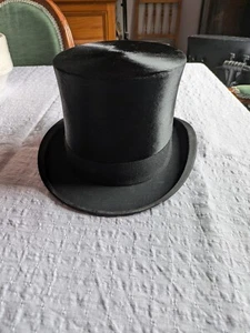 Vintage Mens Black Silk Top Hat with Original Box - Picture 1 of 6
