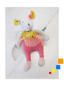 Peluche/Doudou Hochet Mademoiselle Et Ribambelle Souris Rose 18cm - Moulin Roty - Picture 1 of 4