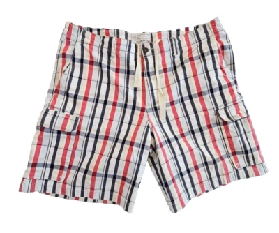 Merona 6 Pocket Cargo Shorts Men's 42 Plaid Drawstring 10" Inseam ECU Classic - Image 1 of 4