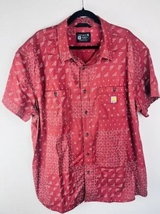 Carhartt Herren 105702 Loose Fit Midweight Kurzarm Geometrisches Hemd, 2XL Rot - Bild 1 von 6