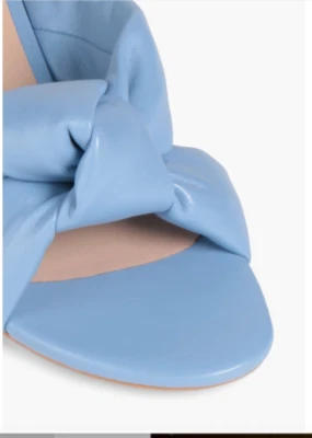 Stuart Weitzman Vacay 35 Knot Block Slide Blue Nappa Slide Heel 6.5 $398 - Image 1 of 4