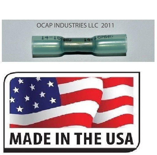 (10) 16-14 AWG 3M heat shrink butt splice terminal Blue  AUTO MARINE Made in USA - Image 1 of 1