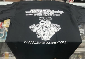T-shirt JMS Racing Engines logo aziendale con disegno Hemi bianco su camicia nera - Foto 1 di 3