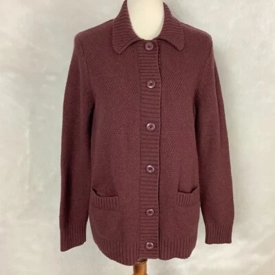 Suéter Cárdigan Woolovers Rojo Marrón Lana de Cordero Botón Cuello Frontal Foto 1 de 4