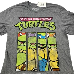 S Teenage Mutant Ninja Turtles TMNT Graphic T Shirt Mens Gray Short Sleeve SMALL - Picture 1 of 5