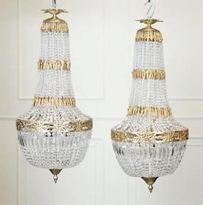 Bellissimo paio di lampadari a borsa stile impero francese - Foto 1 di 18