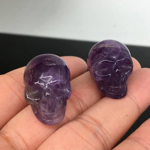 Calavera de cristal de amatista natural cráneo tallado Reiki curación 2 piezas - Imagen 1 de 12