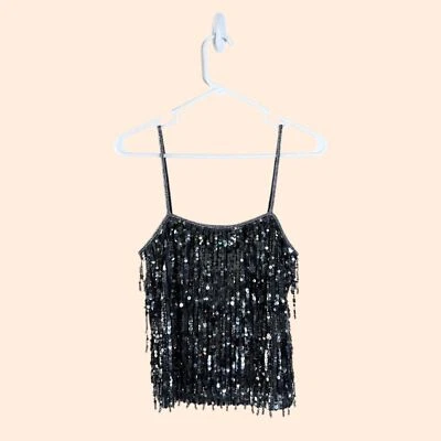 Camiseta sin mangas Alice Olivia con flecos de lentejuelas Foto 1 de 4