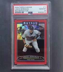 2006 Topps Chrome #11 Lance Berkman Red Refractor /90 Houston Astros - PSA 10 - Picture 1 of 2