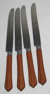 Cuchillos de cena de repuesto con asas naranjas ámbar de acero inoxidable de colección - Imagen 1 de 4