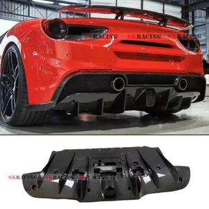 For Ferrari 488 GTB Real Carbon Fiber Rear Bumper Diffuser Lip Spoiler Bodykits - Picture 1 of 7