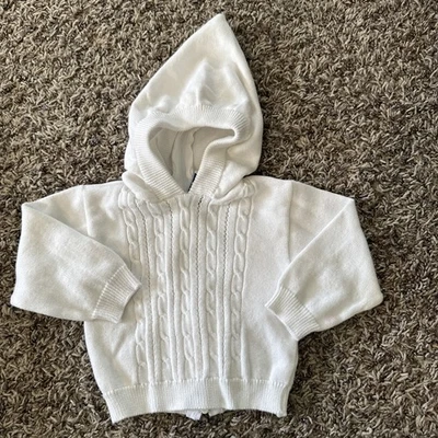 Carriage Boutiques 0-3 Meses Bebé Suéter Capucha Tejido Frito Cremallera Blanco Foto 1 de 4