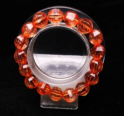 Brazalete de cuentas redondas de piedras preciosas de cristal citrino amarillo arco iris natural de 10,4 mm Foto 1 de 4