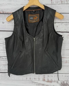 Gilet moto First Classics donna nero in pelle con lacci laterali taglia XL (16) - Foto 1 di 5