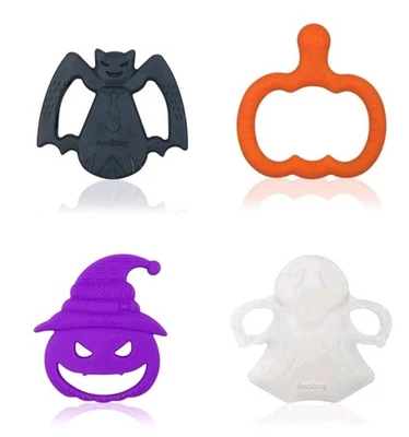 Halloween Teething Toys for 3-12 Months Baby Toddler Set Of 4 Teething Rings - Image 1 of 4