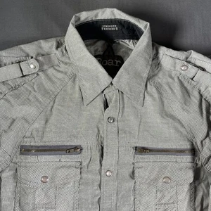 Roar Shirt Mens XL Gray Striped Long Sleeve Western Embroidered Button Up Unique - Picture 1 of 12