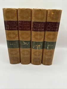 Half Hours With The Best Authors, Charles Knight, 1895, Part Leather, 4 Volumes - Imagen 1 de 24