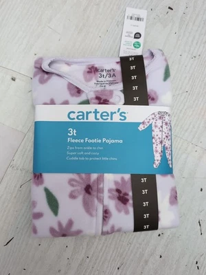 Carter's Girls Fleece Zipper Closure Long Sleeve Footie Pajama Purple Sz 3T BR4 - Image 1 of 4