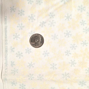 VTG Grey Gold Snowflakes On White Christmas Cotton Fabric Traditions 3 YDS x 45" - Picture 1 of 7