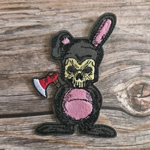 Totenkopf Murder Bunny Axt Streetwear Skater Horror Punk Gothic Bügelbild Patch - Bild 1 von 2