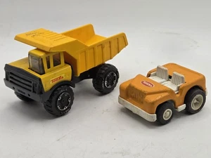 Vintage Tonka Corp Yellow Metal/ Plastic Dump Truck 6" Long & Orange Jeep 3" Lon - Picture 1 of 11