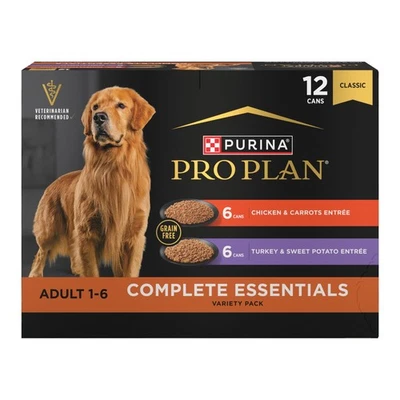 Purina Pro Plan Grain Free Wet Dog Food, Chicken & Turkey Varieties, 13oz (12pk) - Image 1 of 4