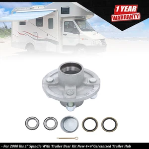 For 2,000 lbs.1" Spindle With Trailer Bear Kit New 4×4"Galvanized Trailer Hub - Picture 1 of 13