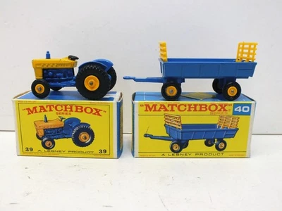 LESNEY MATCHBOX 39 & 40 FORD TRACTOR Y REMOLQUE DE HENO AMBOS EN CAJA EXCELENTE (L456) Foto 1 de 4