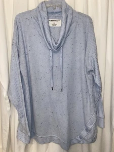 The Sweatshirt Project Lt blau Waffelmuster Strick Wasserfallausschnitt L/S Pullover Gr. 2X - Bild 1 von 6