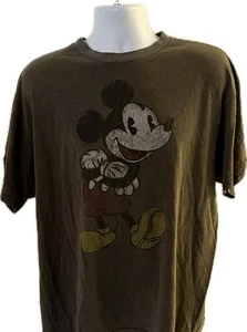 Disney Mickey Mouse Shirt Mens XL Gray Short Sleeve Faded Graphic Print - Picture 1 of 2