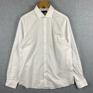 Tommy Hilfiger Shirt Mens L 16 White Slim Polka Dot Long Sleeve Button Up - Picture 1 of 13